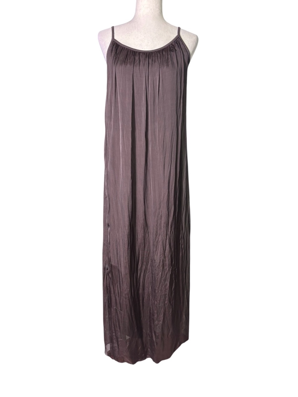NWT Rosemunde Italy Chocolate Brown Silk Blend Maxi Dress Large